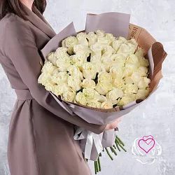 Купить Букет из 51 белой розы 60-70 см (Эквадор) в  с бесплатной доставкой: цена, фото, описание