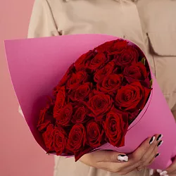 Купить Букет из 25 красных роз 50 см (Россия) в  с бесплатной доставкой: цена, фото, описание