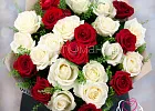 Купить Букет из 25 красных и белых роз (Россия) с тиласпией в  с бесплатной доставкой: цена, фото, описание