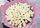 Купить Букет из 101 белой розы 50 см (Россия) в  с бесплатной доставкой: цена, фото, описание