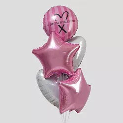 Купить Набор из 5 шаров «С Днём рождения» розово-белый в Санкт-Петербурге с бесплатной доставкой: цена, фото, описание