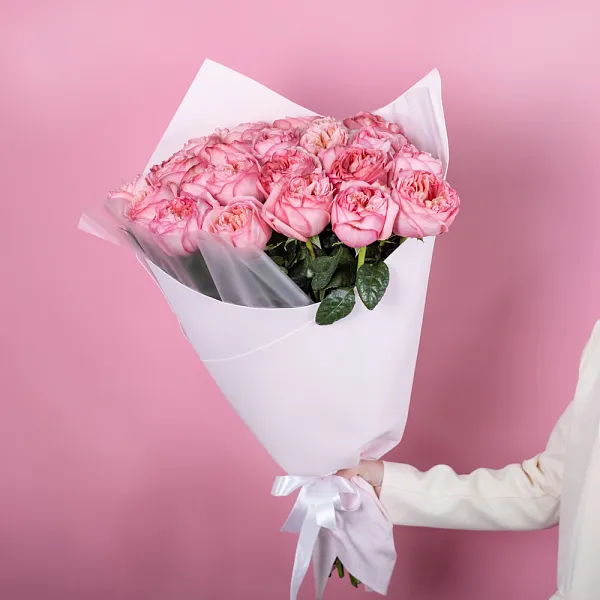 Купить Букет из 25 пионовидных розовых роз 70 см Pink Expression в  с бесплатной доставкой: цена, фото, описание