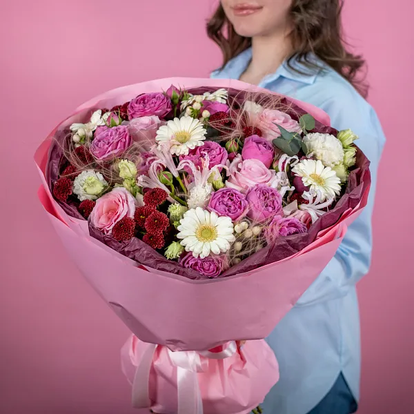 Купить Букет «Розовое мерцание» в  с бесплатной доставкой: цена, фото, описание