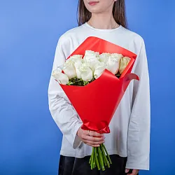 Купить Букет из 17 белых роз 50 см (Эквадор) в  с бесплатной доставкой: цена, фото, описание