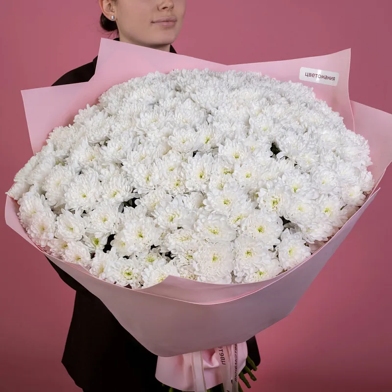 Букет из 35 белых кустовых хризантем