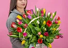 Купить Корзина 51 тюльпан микс в  с бесплатной доставкой: цена, фото, описание