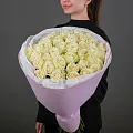 Букет из 35 белых роз 60 см (Россия) в упаковке