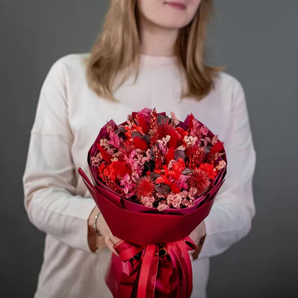 Купить Букет из сухоцветов «Бордо» в  с бесплатной доставкой: цена, фото, описание