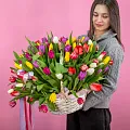 Корзина 101 тюльпан микс