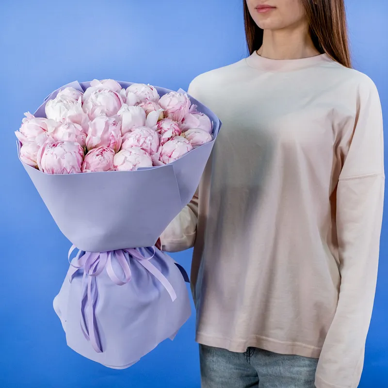 Букет из 20 розовых пионов (Премиум)