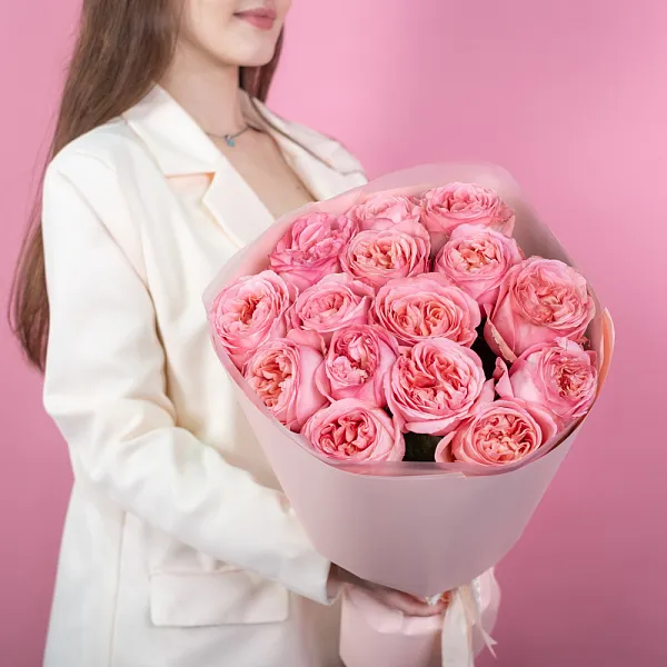 Купить Букет из 15 пионовидных розовых роз 50 см Pink Expression в  с бесплатной доставкой: цена, фото, описание