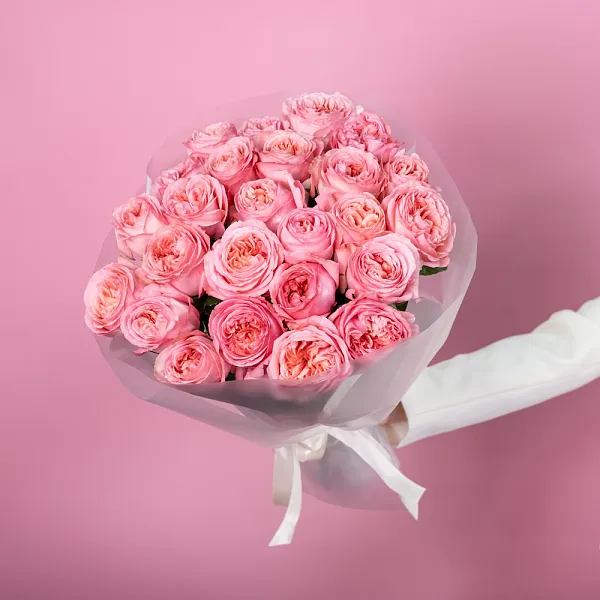 Купить Букет из 25 пионовидных розовых роз 50 см Pink Expression в  с бесплатной доставкой: цена, фото, описание