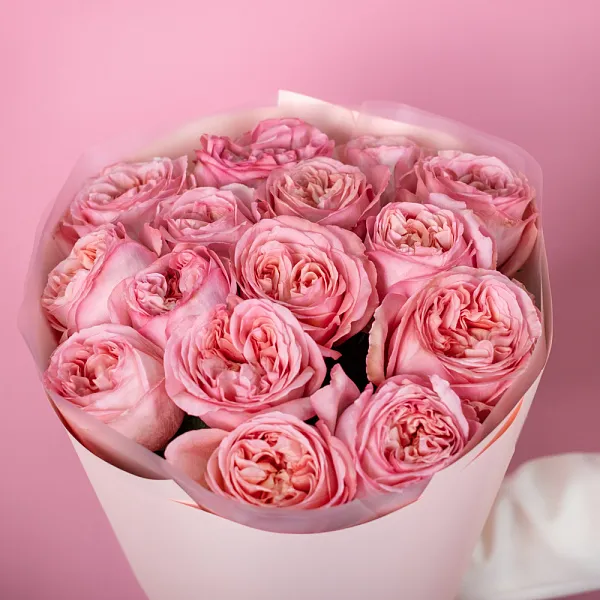 Купить Букет из 15 пионовидных розовых роз 50 см Pink Expression в  с бесплатной доставкой: цена, фото, описание