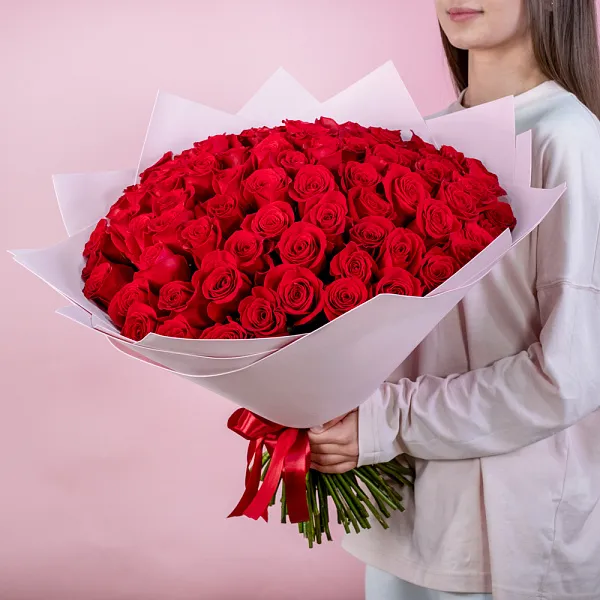 Купить Букет из 80 красных роз 50 см (Эквадор) в  с бесплатной доставкой: цена, фото, описание