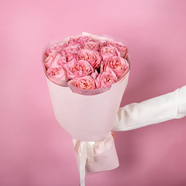 Купить Букет из 15 пионовидных розовых роз 50 см Pink Expression в  с бесплатной доставкой: цена, фото, описание