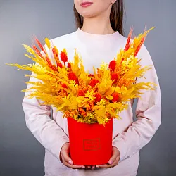 Купить Композиция из сухоцветов «Вспышка» в  с бесплатной доставкой: цена, фото, описание