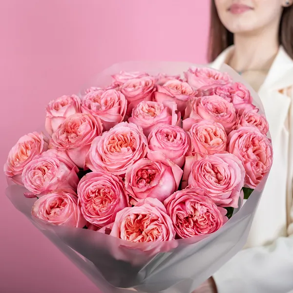Купить Букет из 25 пионовидных розовых роз 50 см Pink Expression в  с бесплатной доставкой: цена, фото, описание