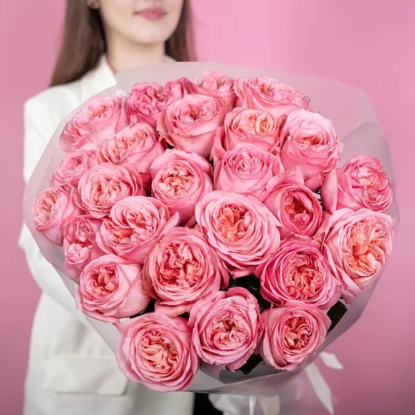 Купить Букет из 25 пионовидных розовых роз 50 см Pink Expression в  с бесплатной доставкой: цена, фото, описание