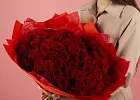 Купить Букет из 51 красной розы 50 см (Россия) в  с бесплатной доставкой: цена, фото, описание