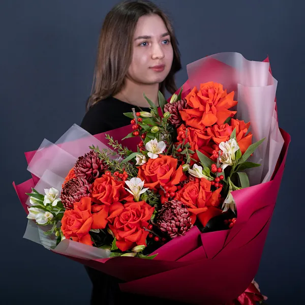 Купить Букет «Алое пламя любви» в  с бесплатной доставкой: цена, фото, описание