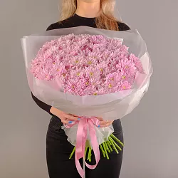 Купить Букет из 25 розовых кустовых хризантем в Санкт-Петербурге с бесплатной доставкой: цена, фото, описание