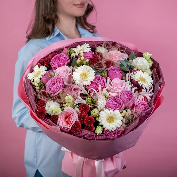 Купить Букет «Розовое мерцание» в  с бесплатной доставкой: цена, фото, описание