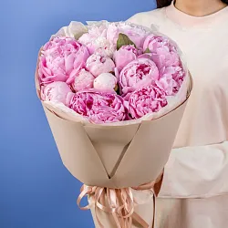 Купить Букет из 15 розовых пионов (Премиум) в  с бесплатной доставкой: цена, фото, описание