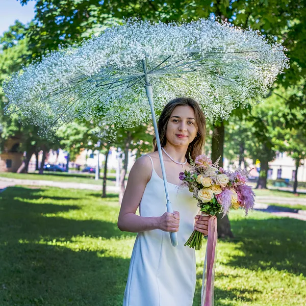 Купить Свадебный зонт из гипсофилы в  с бесплатной доставкой: цена, фото, описание