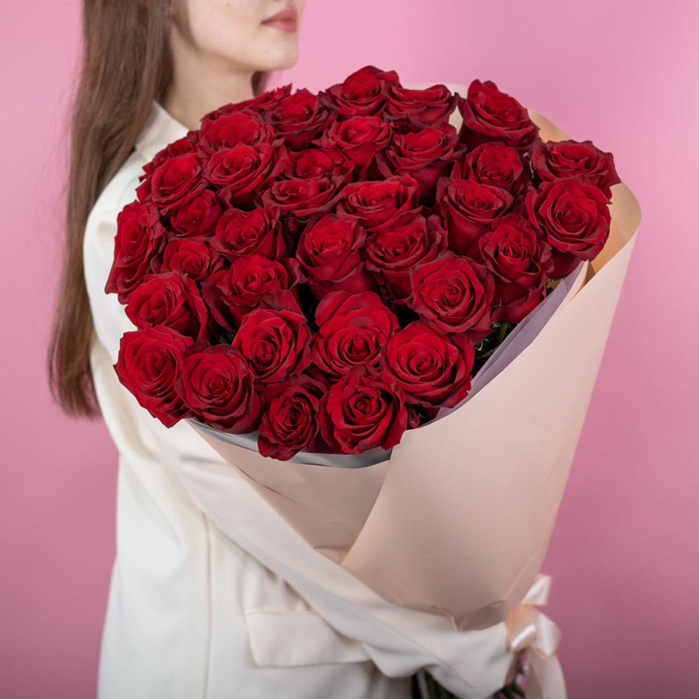 Букет из 35 красных роз 60-70 см (Эквадор)