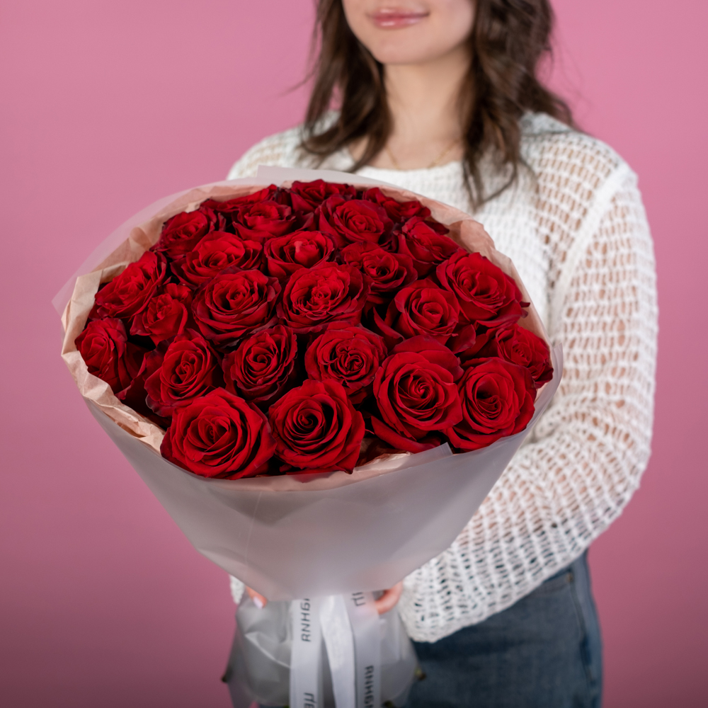 Букет из 25 красных роз 40-50 см (Эквадор)