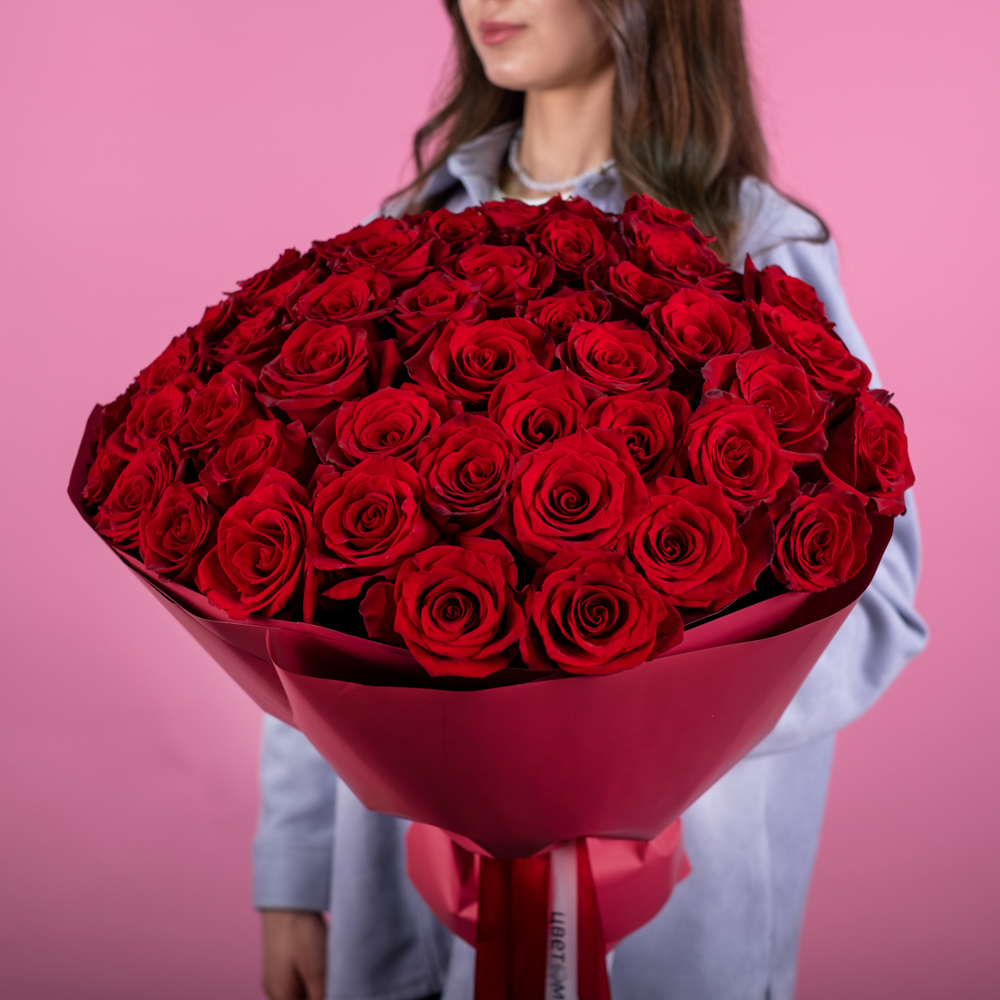 Букет из 51 красной розы 40-50 см (Эквадор)