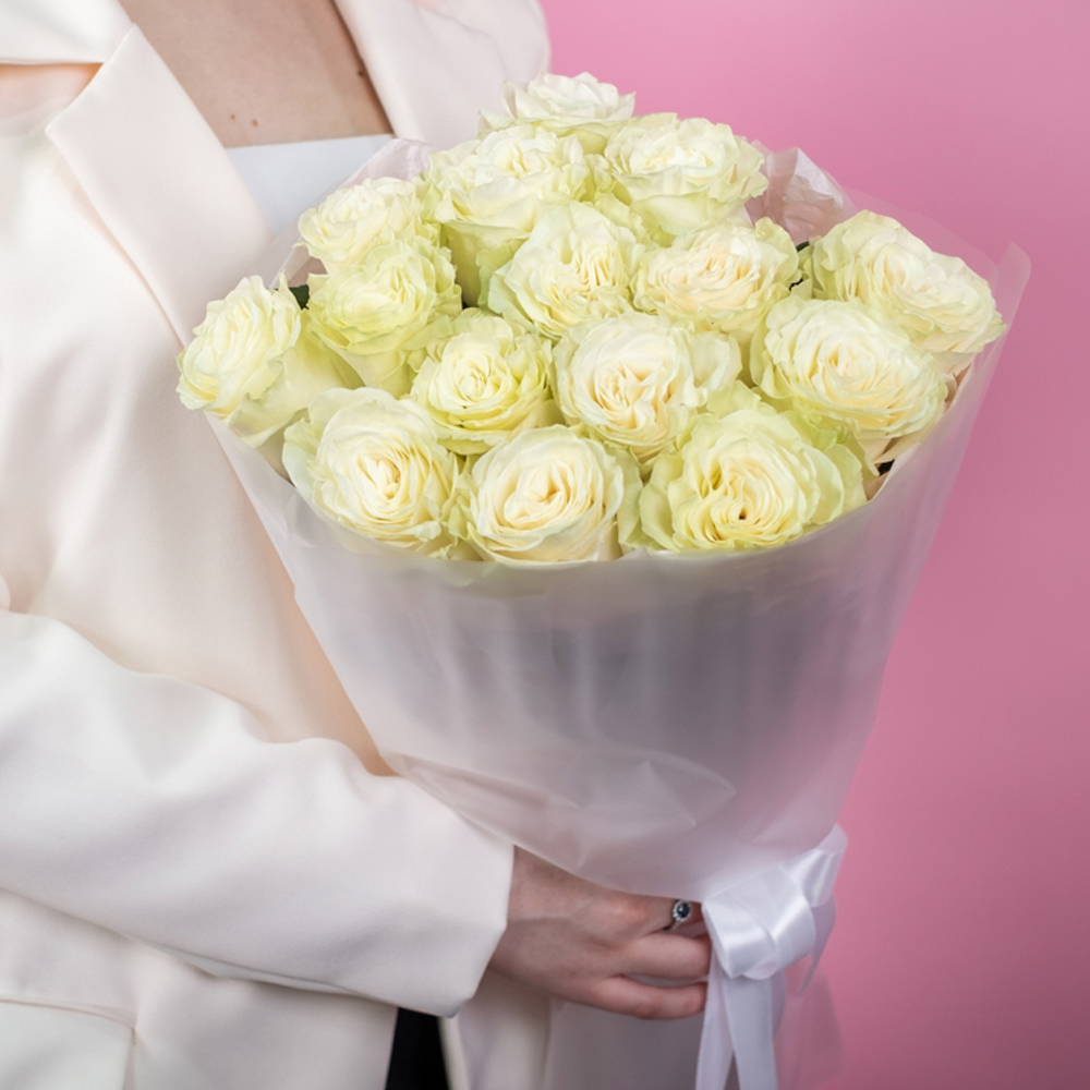 Букет из 15 белых роз 40-50 см  (Эквадор)