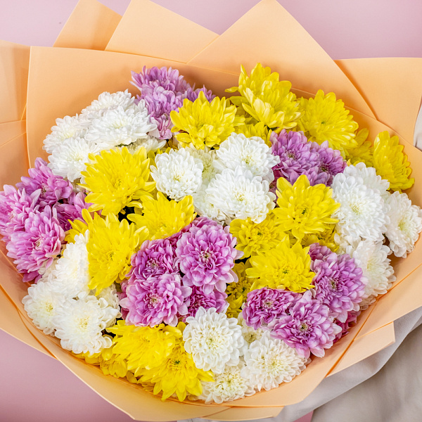 Купить Букет хризантем на 1 сентября в  с бесплатной доставкой: цена, фото, описание