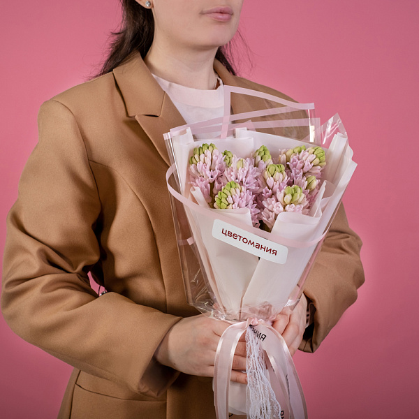 Купить Букет из 11 розовых гиацинтов в  с бесплатной доставкой: цена, фото, описание