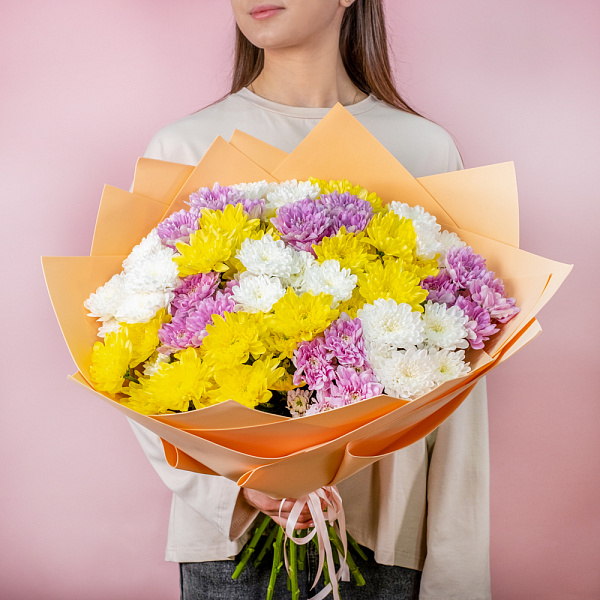 Купить Букет хризантем на 1 сентября в  с бесплатной доставкой: цена, фото, описание