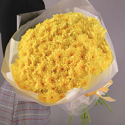 Купить Букет из 25 желтых кустовых хризантем в Санкт-Петербурге с бесплатной доставкой: цена, фото, описание