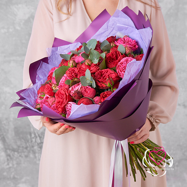 Букет 41 пионовидная роза микс 3 Купить Букет 41 пионовидная роза микс в  с бесплатной доставкой: цена, фото, описание