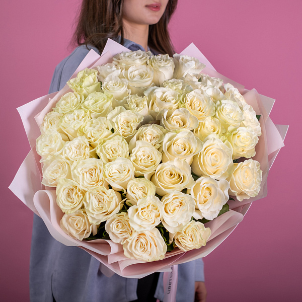 Букет из 51 белой розы 40-50 см (Эквадор) 4 Купить Букет из 51 белой розы 40-50 см (Эквадор) в  с бесплатной доставкой: цена, фото, описание