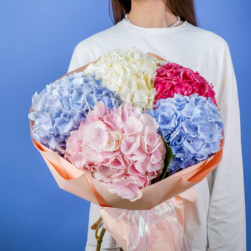 Букет из 5 гортензий микс