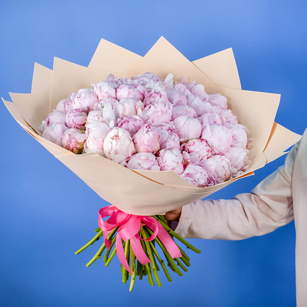 Купить Букет из 50 розовых пионов (Премиум) в  с бесплатной доставкой: цена, фото, описание
