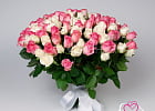 Купить 101 белая и розовая роза 50 см Premium в Санкт-Петербурге с бесплатной доставкой: цена, фото, описание