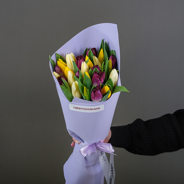 Купить Букет из 25 тюльпанов микс в  с бесплатной доставкой: цена, фото, описание