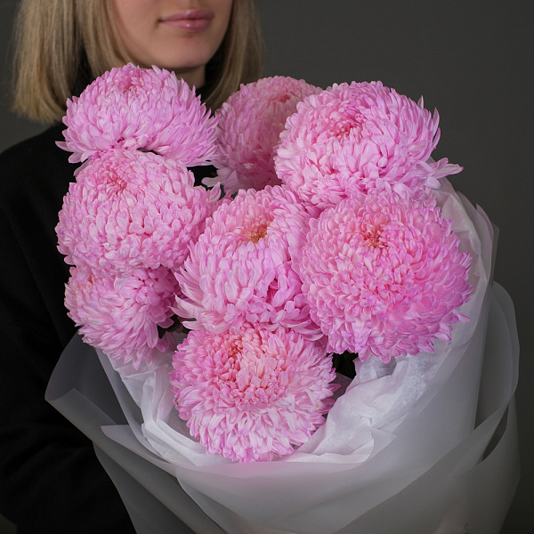 Купить Букет из 9 розовых хризантем в  с бесплатной доставкой: цена, фото, описание