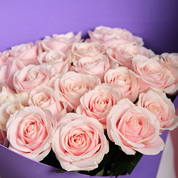Купить Букет из 25 розовых роз 50 см (Россия) в  с бесплатной доставкой: цена, фото, описание