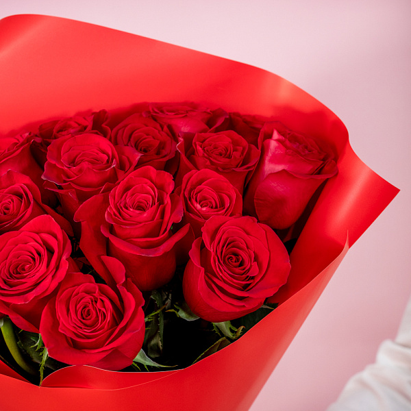 Купить Букет из 17 красных роз 50 см (Эквадор) в  с бесплатной доставкой: цена, фото, описание