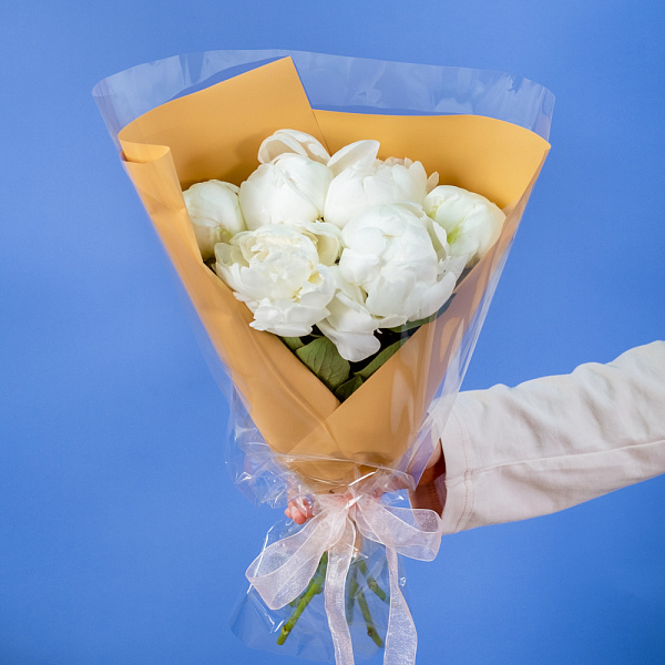 Купить Букет из 6 белых пионов (Премиум) в  с бесплатной доставкой: цена, фото, описание