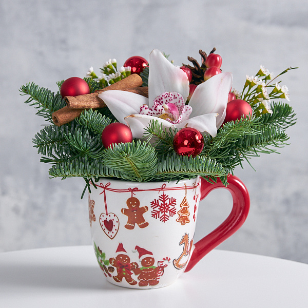 Купить Композиция в кружке «Пряничный домик» в  с бесплатной доставкой: цена, фото, описание