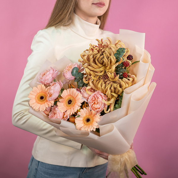 Купить Букет «Персиковый латте» в  с бесплатной доставкой: цена, фото, описание