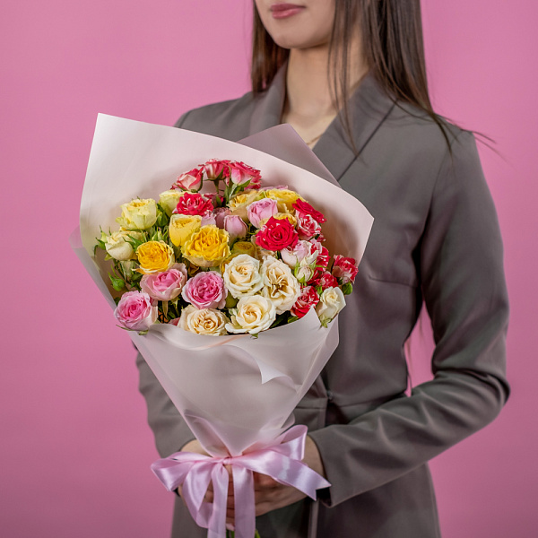 Купить Букет «9 кустовых роз микс» (Кения) в  с бесплатной доставкой: цена, фото, описание