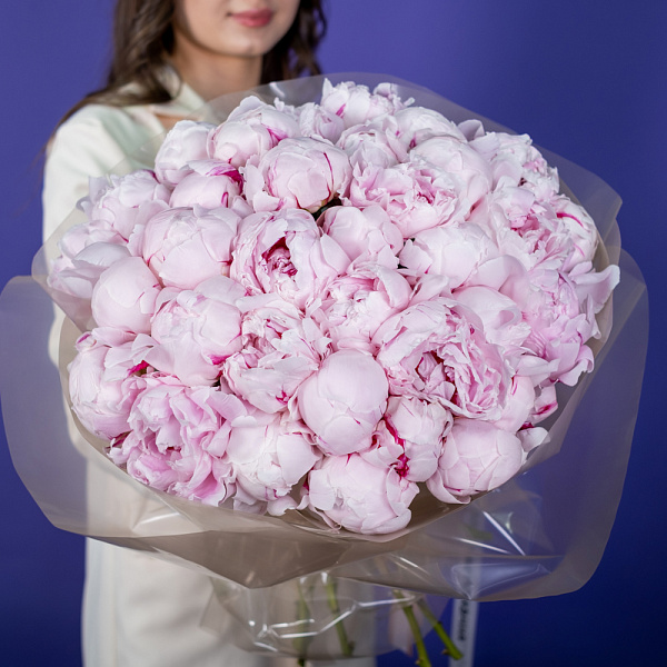 Купить Букет из 35 розовых пионов (Премиум) в  с бесплатной доставкой: цена, фото, описание
